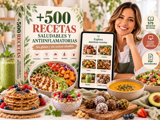+500 RECETAS SALUDABLES ANTIIFLAMATORIAS + 5 BONUS DE REGALO